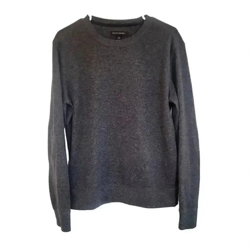 Banana Republic Men's Heather Gray Cotton/Poly Long Sleeve Crewneck Shirt